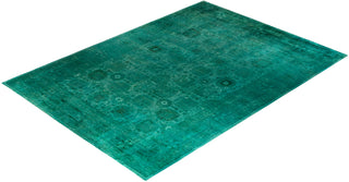 Contemporary Overyed Wool Hand Knotted Green Area Rug 10' 1" x 13' 10"
