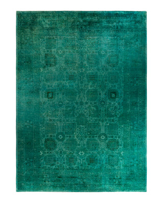 Contemporary Overyed Wool Hand Knotted Green Area Rug 10' 1" x 13' 10"