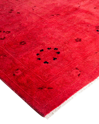 Modern Overdyed Hand Knotted Wool Pink Area Rug 8' 9" x 11' 9"