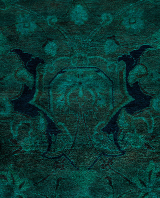 Overdyed Hand-Knotted Wool Modern-Contemporary Green Area Rug 8' 1" x 10' 6"