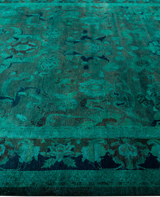 Overdyed Hand-Knotted Wool Modern-Contemporary Green Area Rug 8' 1" x 10' 6"