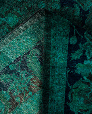 Overdyed Hand-Knotted Wool Modern-Contemporary Green Area Rug 8' 1" x 10' 6"