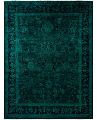 Overdyed Hand-Knotted Wool Modern-Contemporary Green Area Rug 8' 1" x 10' 6"