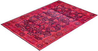 Contemporary Hand-Knotted Overdyed Pink Area Rug 6' 4" x 8' 10"