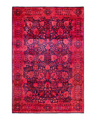 Contemporary Overyed Wool Hand Knotted Pink Area Rug 6' 4" x 8' 10"