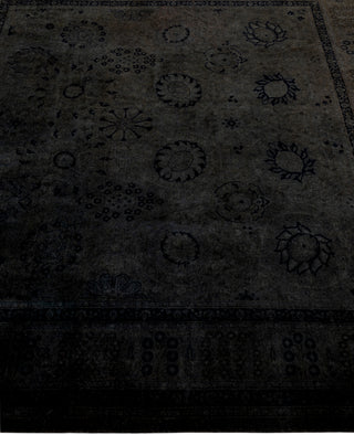 Contemporary Overdyed Wool Hand Knotted Black Round Area Rug 6' 0" x 6' 1"