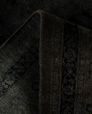 Contemporary Overdyed Wool Hand Knotted Black Round Area Rug 6' 0" x 6' 1"