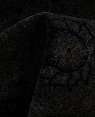Contemporary Overdyed Wool Hand Knotted Black Round Area Rug 6' 0" x 6' 1"
