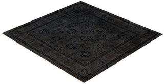 Contemporary Overdyed Wool Hand Knotted Black Round Area Rug 6' 0" x 6' 1"