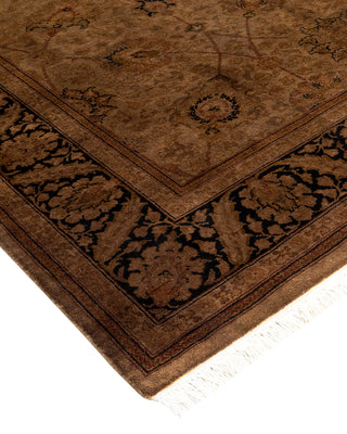 Modern Overdyed Hand Knotted Wool Brown Square Area Rug 4' 8" x 4' 10"