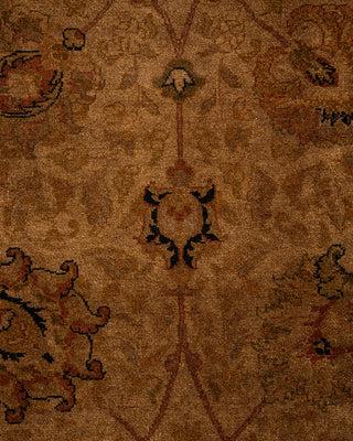 Modern Overdyed Hand Knotted Wool Brown Square Area Rug 4' 8" x 4' 10"