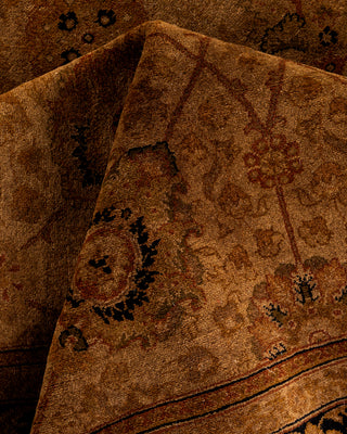Contemporary Hand-Knotted Overdyed Brown Square Area Rug 4' 8" x 4' 10"