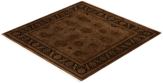 Contemporary Hand-Knotted Overdyed Brown Square Area Rug 4' 8" x 4' 10"