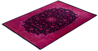 Modern Overdyed Hand Knotted Wool Pink Area Rug 4' 8" x 6' 10"