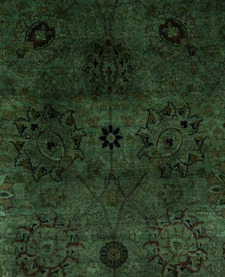 Overdyed Hand-Knotted Wool Modern-Contemporary Green Runner 3' 0" x 8' 9"