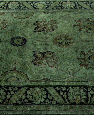 Overdyed Hand-Knotted Wool Modern-Contemporary Green Runner 3' 0" x 8' 9"