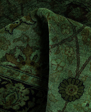 Overdyed Hand-Knotted Wool Modern-Contemporary Green Runner 3' 0" x 8' 9"