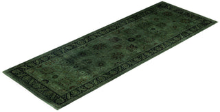 Overdyed Hand-Knotted Wool Modern-Contemporary Green Runner 3' 0" x 8' 9"