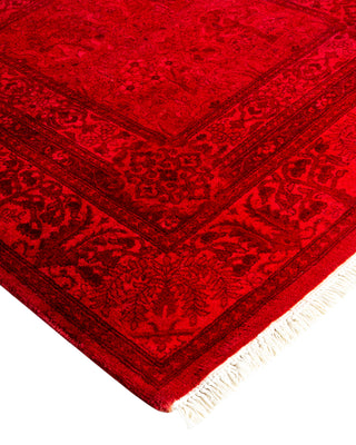 Modern Overdyed Hand Knotted Wool Red Runner 3' 0" x 18' 2"