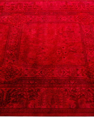 Modern Overdyed Hand Knotted Wool Red Runner 3' 0" x 18' 2"