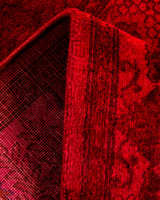 Modern Overdyed Hand Knotted Wool Red Runner 3' 0" x 18' 2"