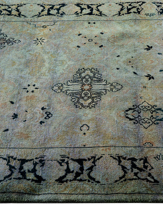 Contemporary Hand Knotted Overdyed Gray Runner 3' 0" x 10' 2"
