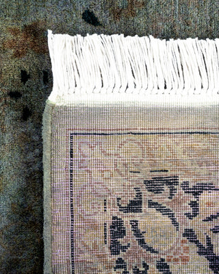 Contemporary Hand Knotted Overdyed Gray Runner 3' 0" x 10' 2"