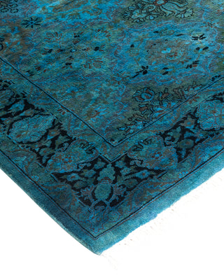 Modern Overdyed Hand Knotted Wool Blue Runner 3' 1" x 8' 1"