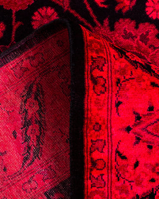 Contemporary Hand Knotted Overdyed Red Runner 3' 1" x 10' 9"