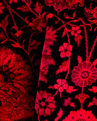 Modern Overdyed Hand Knotted Wool Red Runner 3' 1" x 10' 9"