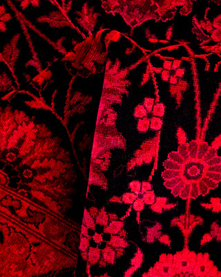 Contemporary Hand Knotted Overdyed Red Runner 3' 1" x 10' 9"