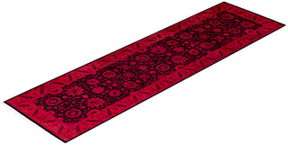 Modern Overdyed Hand Knotted Wool Red Runner 3' 1" x 10' 9"