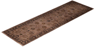 Overdyed Hand-Knotted Wool Modern-Contemporary Brown Runner 3' 2" x 10' 1"