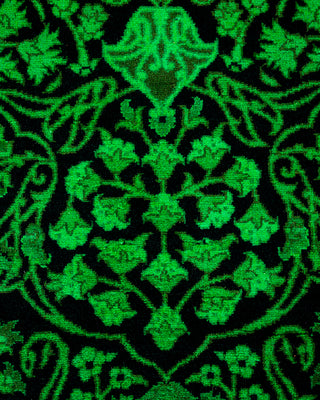 Contemporary Hand Knotted Overdyed Green Runner 3' 1" x 12' 6"
