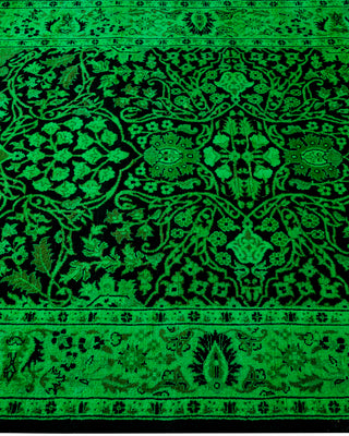 Contemporary Hand Knotted Overdyed Green Runner 3' 1" x 12' 6"