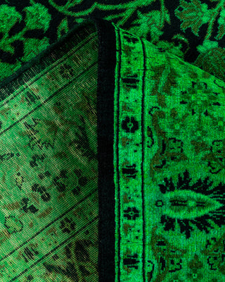 Contemporary Hand Knotted Overdyed Green Runner 3' 1" x 12' 6"