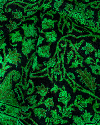 Modern Overdyed Hand Knotted Wool Green Runner 3' 1" x 12' 6"