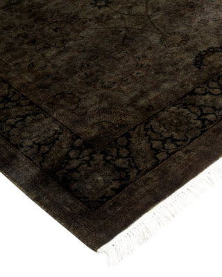 Modern Overdyed Hand Knotted Wool Black Runner 3' 2" x 13' 6"