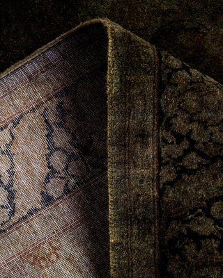 Contemporary Hand Knotted Overdyed Black Runner 3' 2" x 13' 6"