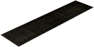 Modern Overdyed Hand Knotted Wool Black Runner 3' 2" x 13' 6"