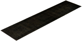 Contemporary Hand Knotted Overdyed Black Runner 3' 2" x 13' 6"