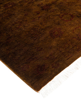 Modern Overdyed Hand Knotted Wool Brown Runner 2' 7" x 14' 1"