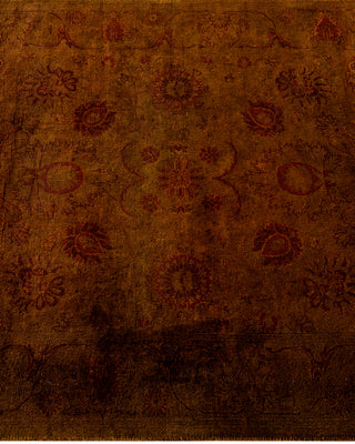 Contemporary Hand-Knotted Overdyed Brown Runner 2' 7" x 14' 1"