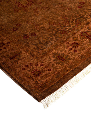 Modern Overdyed Hand Knotted Wool Brown Runner 2' 7" x 8' 7"