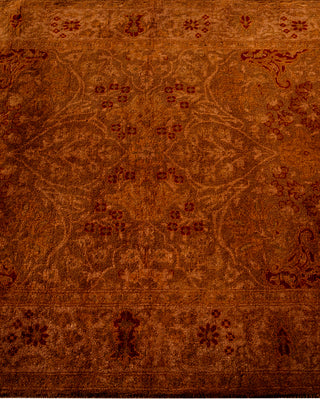 Contemporary Hand-Knotted Overdyed Brown Runner 2' 7" x 8' 7"