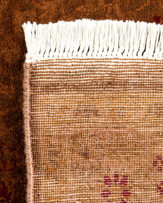 Contemporary Hand-Knotted Overdyed Brown Runner 2' 7" x 8' 7"