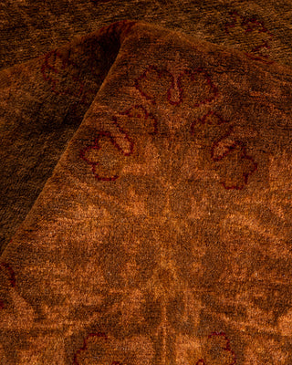 Contemporary Hand-Knotted Overdyed Brown Runner 2' 7" x 8' 7"