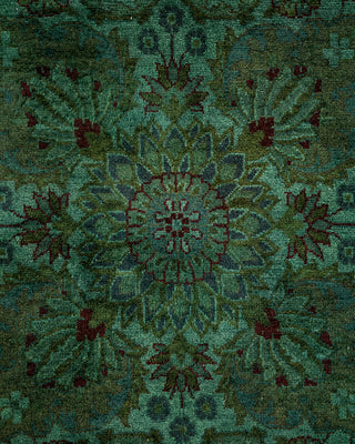 Contemporary Hand-Knotted Overdyed Green Round Area Rug 8' 1" x 8' 1"