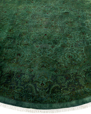 Contemporary Hand-Knotted Overdyed Green Round Area Rug 8' 1" x 8' 1"