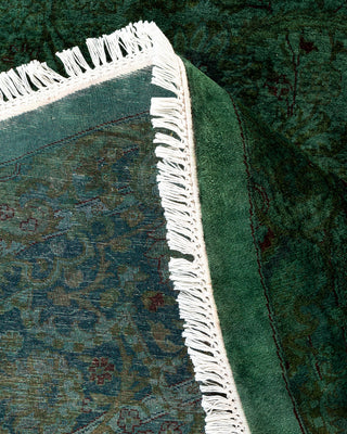 Contemporary Hand-Knotted Overdyed Green Round Area Rug 8' 1" x 8' 1"